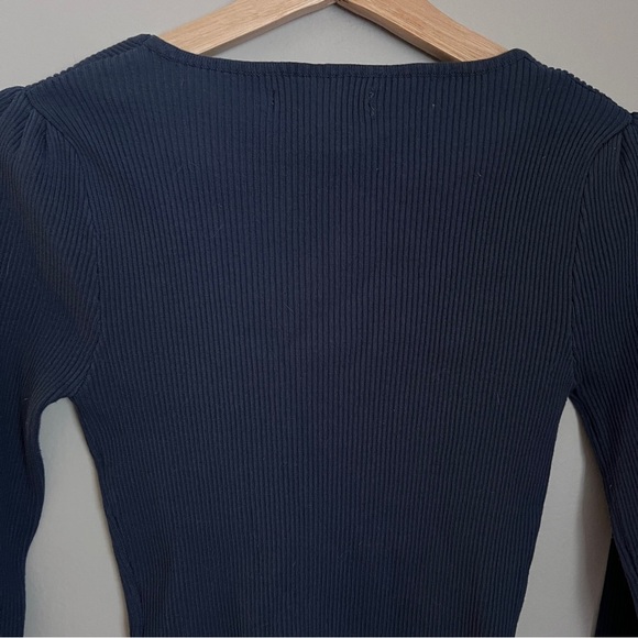 Love Tree Deep Blue Ribbed Long Sleeve Knit Top Size M EUC - Picture 4 of 7